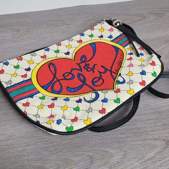 Brighton Love & Joy Canvas Crossbody Bag Multicolor Hearts Bows - Picture 5 of 10